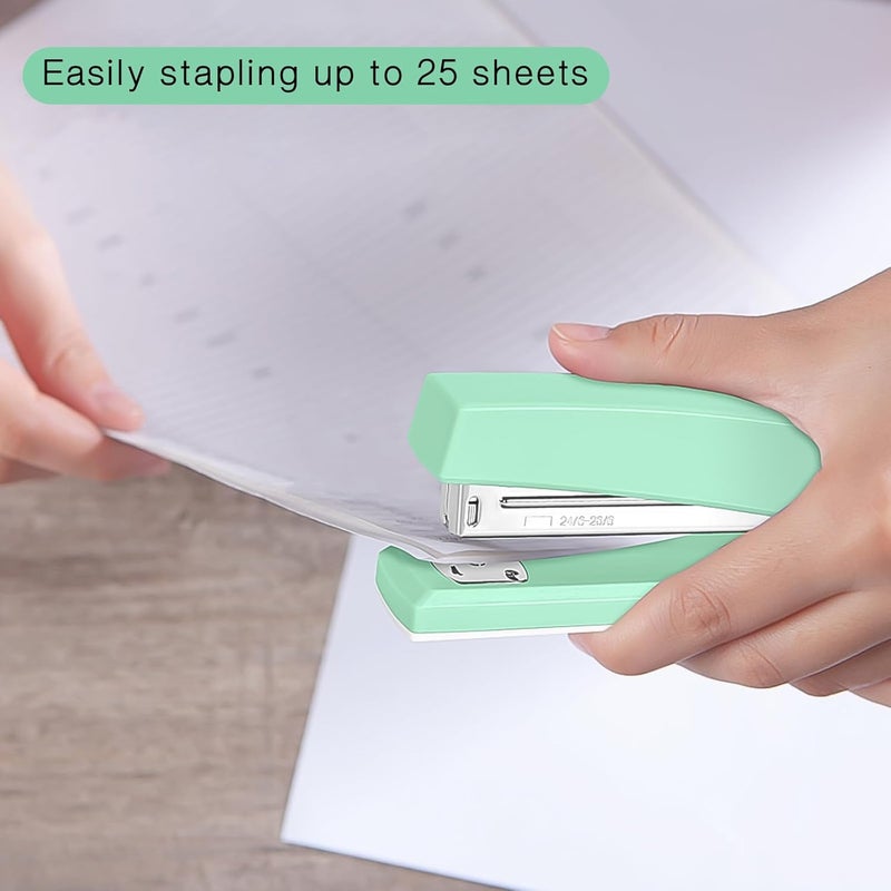 Muxdilu Stapler 25 Sheet Capacity with 1000 Staples and Staple Remover, Staplers for Desk, Non-Slip Office Stapler, Green - Image 2